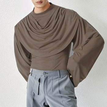 Ανδρικό slim-fit μακρυμάνικο T-shirt με ψηλή λαιμόκοψη, γαλλικού στυλ, φθινόπωρο 2026