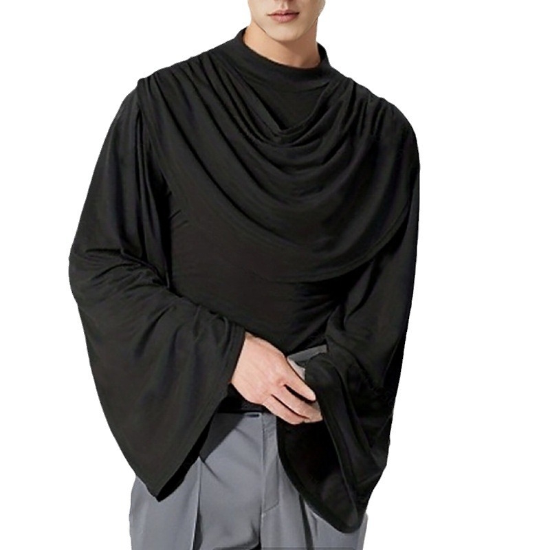 Ανδρικό slim-fit μακρυμάνικο T-shirt με ψηλή λαιμόκοψη, γαλλικού στυλ, φθινόπωρο 2026