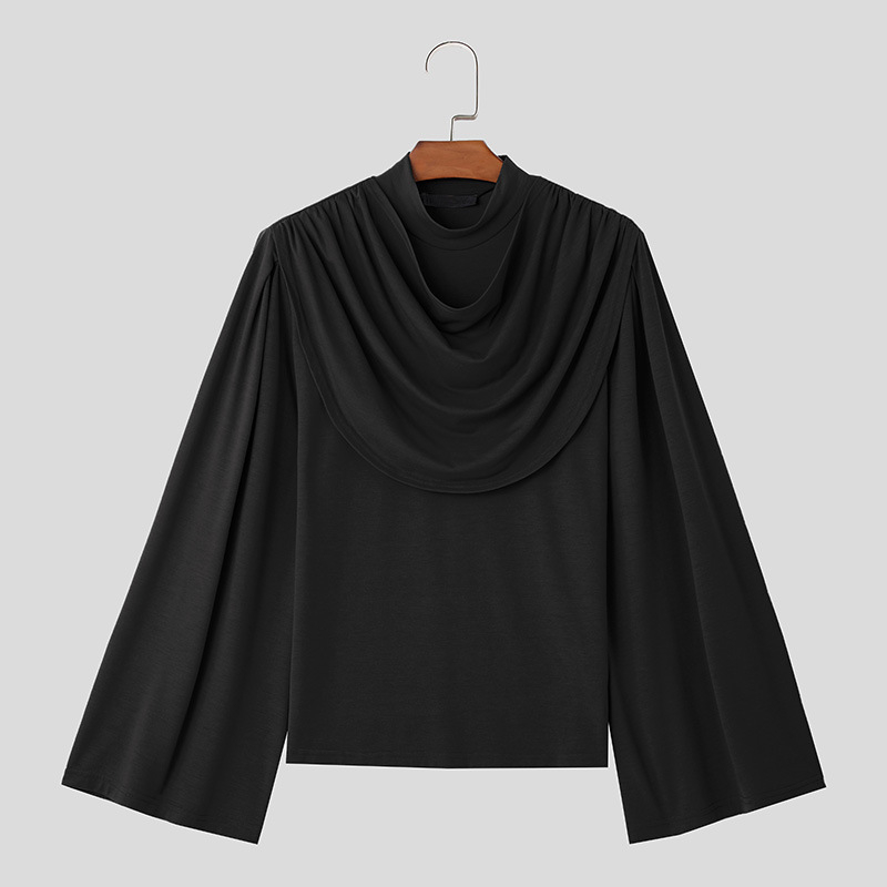 Ανδρικό slim-fit μακρυμάνικο T-shirt με ψηλή λαιμόκοψη, γαλλικού στυλ, φθινόπωρο 2026