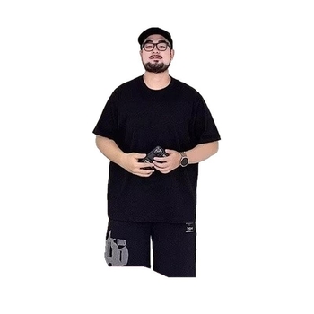 Άσπρο αντρικό T‑shirt από 100% βαμβάκι με κοντά μανίκια, χαλαρή γραμμή, μεγάλο μέγεθος, στρογυλή λαιμόκοψη, καλοκαίρι