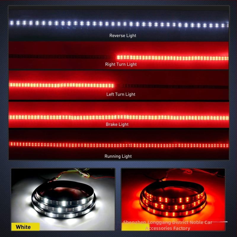60/49 palcová LED lišta na pickup s dvoma radmi LED zadných svetiel, vysoká jasnosť pre smerovanie a brzdenie, určená pre pickup