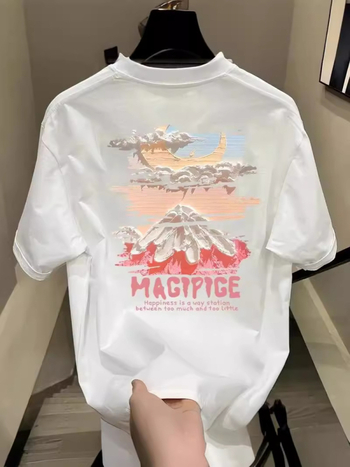 Ανδρικό κοντομάνικο T‑shirt από 100% βαμβάκι, καλοκαίρι 2024, casual με τύπωμα καρτούν