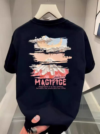 Ανδρικό κοντομάνικο T‑shirt από 100% βαμβάκι, καλοκαίρι 2024, casual με τύπωμα καρτούν
