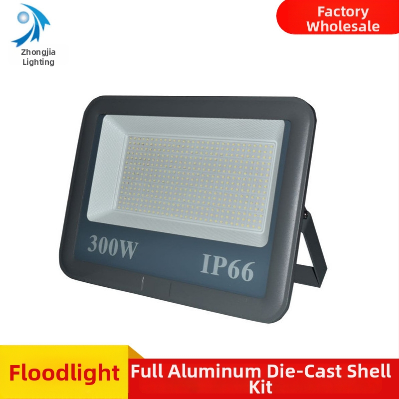 LED reflektor s odliatym hliníkovým puzdrom, vonkajšie použitie, 300W–500W, integrované LED patch, široký okraj svetla