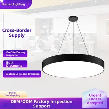 LED kancelárska zavesná lampa s kruhovým prstencovým tvarom, minimalistický dizajn pre kancelárie, obchodné centrá a posilňovne
