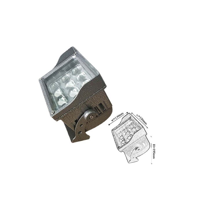 LED floodlight ház külső használatra, négyzetes formájú, 24W/36W, öntött alumínium, spray-festett felület