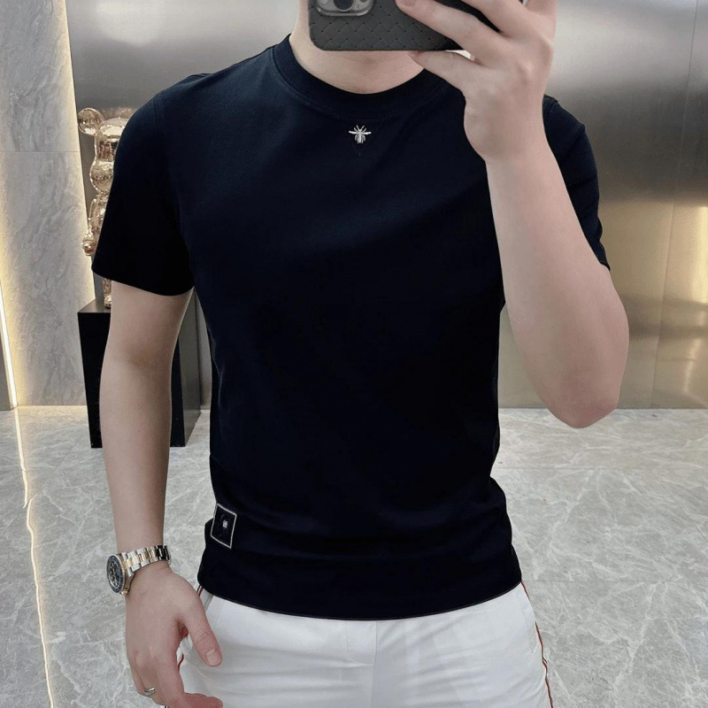 Ανδρικό κοντομάνικο T-shirt από 100% βαμβάκι σε ευρωπαϊκό στυλ με στρογγυλή λαιμόκοψη, λευκό, κομψό και casual για το καλοκαίρι
