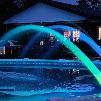 RGB LED светлина за басейн с фонтан, патентована в САЩ, водоустойчива за ограда на надземен басейн, 360° осветление