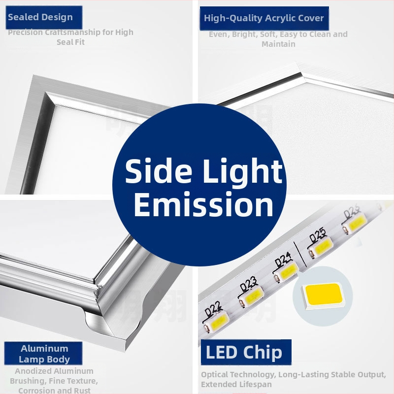 LED plochý panel 600x600, hliníkový rám 595x595, 110V, sadrová doska, zabudované stropné svetlo 60x60x60
