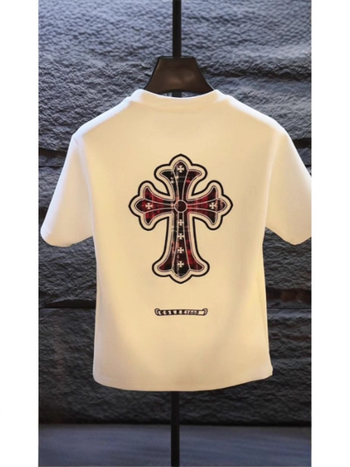 Ανδρική κοντομάνικη μπλούζα T‑shirt από 100% βαμβάκι με κέντημα, μοντέρνα και καθημερινή