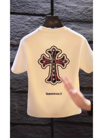 Ανδρική κοντομάνικη μπλούζα T‑shirt από 100% βαμβάκι με κέντημα, μοντέρνα και καθημερινή