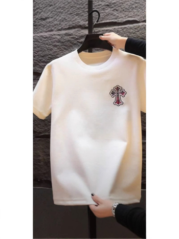 Ανδρική κοντομάνικη μπλούζα T‑shirt από 100% βαμβάκι με κέντημα, μοντέρνα και καθημερινή