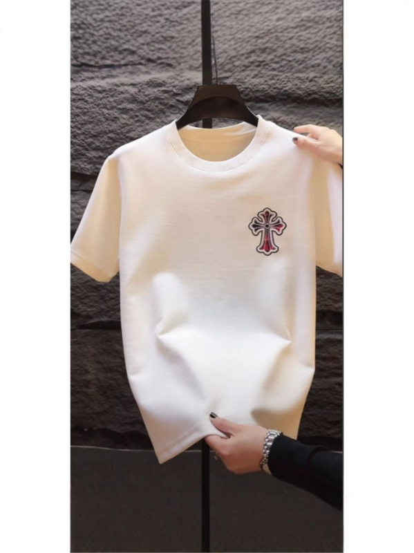 Ανδρική κοντομάνικη μπλούζα T‑shirt από 100% βαμβάκι με κέντημα, μοντέρνα και καθημερινή