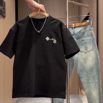 Ανδρικό καλοκαιρινό κοντομάνικο T‑shirt, μινιμαλιστικό στυλ, στρογγυλή λαιμόκοψη, κομψό σύγχρονο look