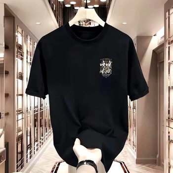 Ανδρικό καλοκαιρινό βαμβακερό T‑shirt με στρογγυλό λαιμό, κοντά μανίκια, χαλαρή γραμμή, εκτύπωση καρτούν