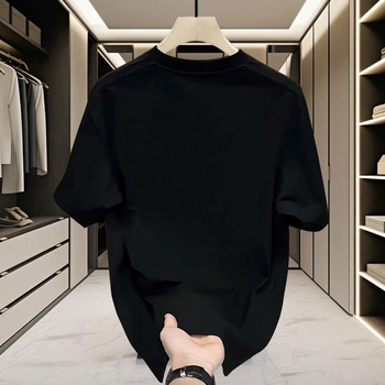 Ανδρική κοντομάνικη βαμβακερή T-shirt, χαλαρή γραμμή, καλοκαιρινό μοντέλο 2025, εκτύπωση κινεζικής κουλτούρας