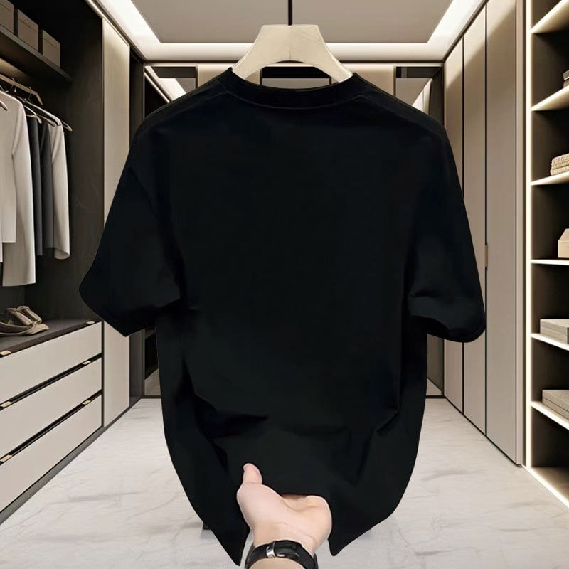 Ανδρική κοντομάνικη βαμβακερή T-shirt, χαλαρή γραμμή, καλοκαιρινό μοντέλο 2025, εκτύπωση κινεζικής κουλτούρας