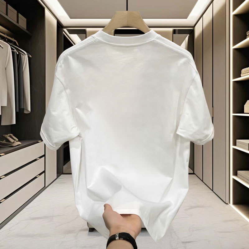 Ανδρική κοντομάνικη βαμβακερή T-shirt, χαλαρή γραμμή, καλοκαιρινό μοντέλο 2025, εκτύπωση κινεζικής κουλτούρας