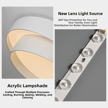 Nordický minimalistický stropný LED svetlík s kruhom a viacerými prsteňmi, atmosférické osvetlenie pre jedáleň a hlavnú spálňu