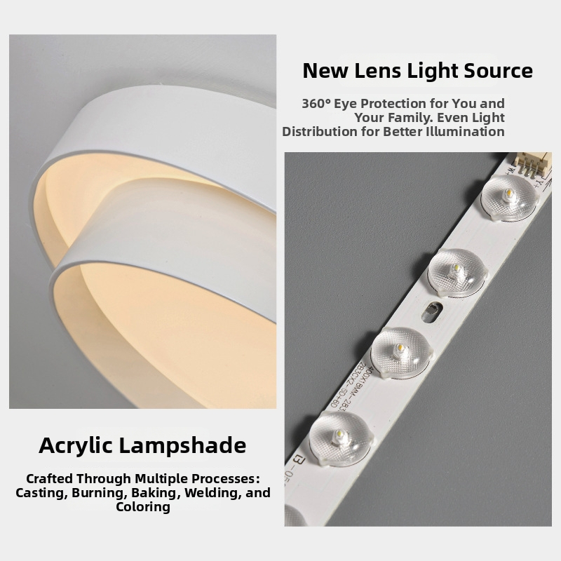 Nordický minimalistický stropný LED svetlík s kruhom a viacerými prsteňmi, atmosférické osvetlenie pre jedáleň a hlavnú spálňu