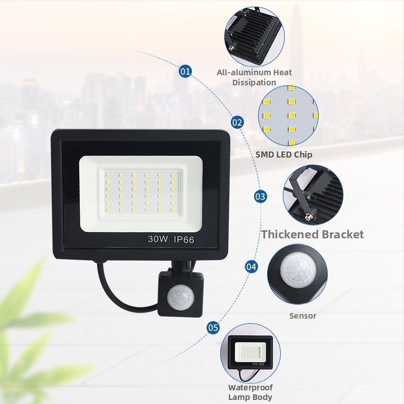 Εξωτερικός προβολέας LED 100W, IP65, αλουμινένιο περίβλημα, 144 LED, 8000 lm, 6500K, δέσμη 160°, κατάλληλο για εξωτερικούς χώρους, αποθήκες, γήπεδα