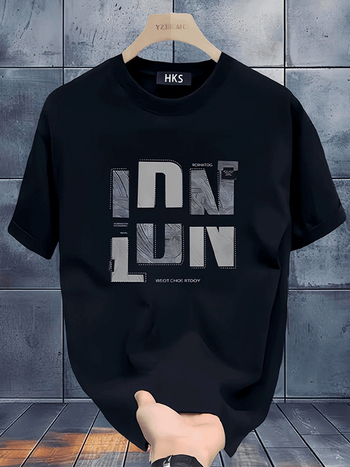 Ανδρικό T-shirt καλοκαιρινό από βαμβάκι, κοντομάνικο, 220 g, βαρύ ύφασμα, διπλό νήμα, χαλαρή εφαρμογή, εκτύπωση με χαρακτήρες καρτούν