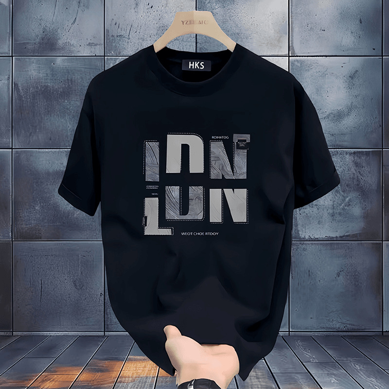 Ανδρικό T-shirt καλοκαιρινό από βαμβάκι, κοντομάνικο, 220 g, βαρύ ύφασμα, διπλό νήμα, χαλαρή εφαρμογή, εκτύπωση με χαρακτήρες καρτούν