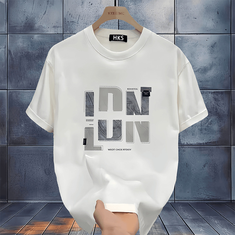 Ανδρικό T-shirt καλοκαιρινό από βαμβάκι, κοντομάνικο, 220 g, βαρύ ύφασμα, διπλό νήμα, χαλαρή εφαρμογή, εκτύπωση με χαρακτήρες καρτούν