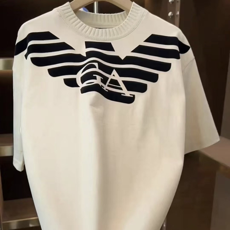 2025 Ευρωπαϊκή Έκδοση T‑Shirt με Εκτύπωση Αετού, Ανδρικό, Χαλαρή Γραμμή, Κοντό Μανίκι