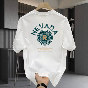 Ανδρικό βαμβακερό T‑shirt με κοντό μανίκι, χαλαρή γραμμή, καθημερινό με εκτύπωση κινέζικης κουλτούρας, καλοκαίρι 2025
