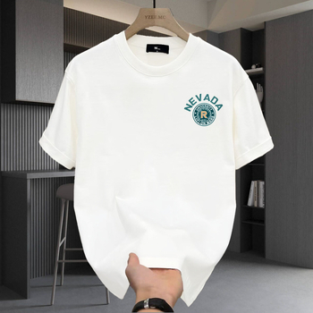 Ανδρικό βαμβακερό T‑shirt με κοντό μανίκι, χαλαρή γραμμή, καθημερινό με εκτύπωση κινέζικης κουλτούρας, καλοκαίρι 2025