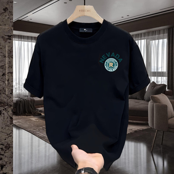 Ανδρικό βαμβακερό T‑shirt με κοντό μανίκι, χαλαρή γραμμή, καθημερινό με εκτύπωση κινέζικης κουλτούρας, καλοκαίρι 2025