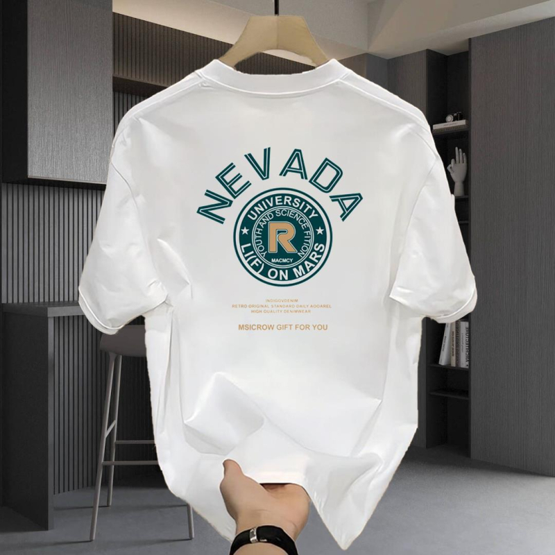 Ανδρικό βαμβακερό T‑shirt με κοντό μανίκι, χαλαρή γραμμή, καθημερινό με εκτύπωση κινέζικης κουλτούρας, καλοκαίρι 2025