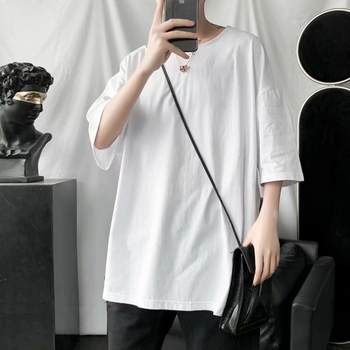 Ανδρικό κοντομάνικο T‑shirt, Καλοκαίρι 2024, Κορεατικό στυλ, άνετη γραμμή, μονόχρωμο, στρογγυλός λαιμός