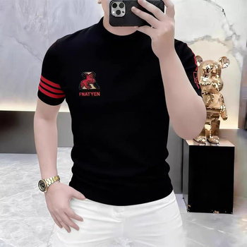 Ανδρική κοντομάνικη βαμβακερή T-shirt – Καλοκαίρι 2026, ελαφρύς πολυτελής σχεδιασμός, στρογγυλή λαιμόκοψη, γεωμετρικό ανάγλυφο μοτίβο, casual εφαρμογή