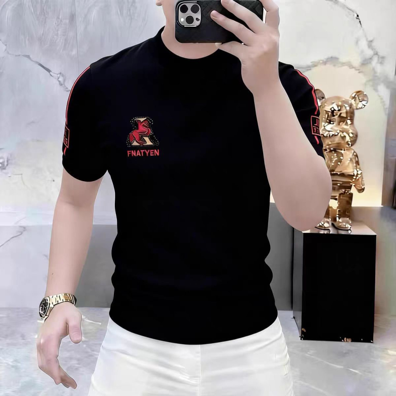 Ανδρική κοντομάνικη βαμβακερή T-shirt – Καλοκαίρι 2026, ελαφρύς πολυτελής σχεδιασμός, στρογγυλή λαιμόκοψη, γεωμετρικό ανάγλυφο μοτίβο, casual εφαρμογή