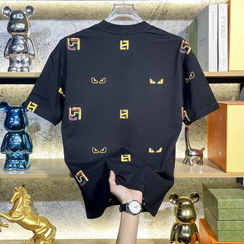 Ανδρικό κοντομάνικο T‑shirt σε αμερικανικό στυλ με σχέδιο γραμμάτων, υψηλής ποιότητας μίνιμαλιστικός σχεδιασμός, 2025 καλοκαίρι, χαλαρή γραμμή, ευρωπαϊκό ύφος