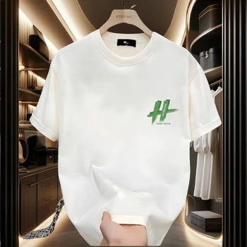 Ανδρικό T-shirt με στρογγυλή λαιμόκοψη, κοντά μανίκια, φαρδιά γραμμή, βαμβάκι, εκτύπωση κινεζικής κουλτούρας