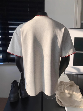 Cleanfit Ανδρικό T‑Shirt με patchwork panels, κοντό μανίκι, φαρδιά γραμμή, στρογγυλή λαιμόκοψη, βαμβακερό μείγμα