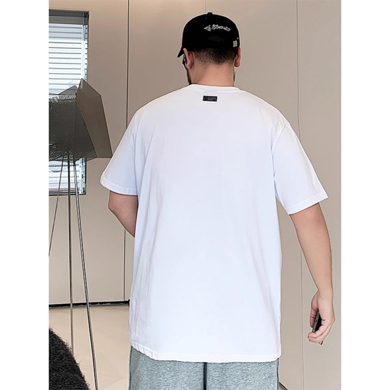 Ανδρικό κοντομάνικο T-shirt με εκτύπωση χαμογελαστού προσώπου, σε μεγάλο μέγεθος, βαμβάκι, στρογγυλός λαιμός, φαρδιά γραμμή, καλοκαίρι