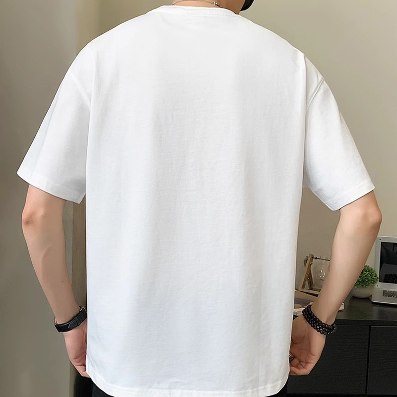 Ανδρικό κοντομάνικο T-shirt, ελαφρύ για το καλοκαίρι 2025, χαλαρή γραμμή, στρογγυλός λαιμός, μεγάλο μέγεθος, πολυεστέρας, γεωμετρικό τύπωμα