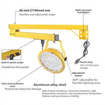 LED flood light s dvojitou držiou pre montáž, určený pre nakladanie a vykladku, vodotesný, silný jas, skladové osvetlenie