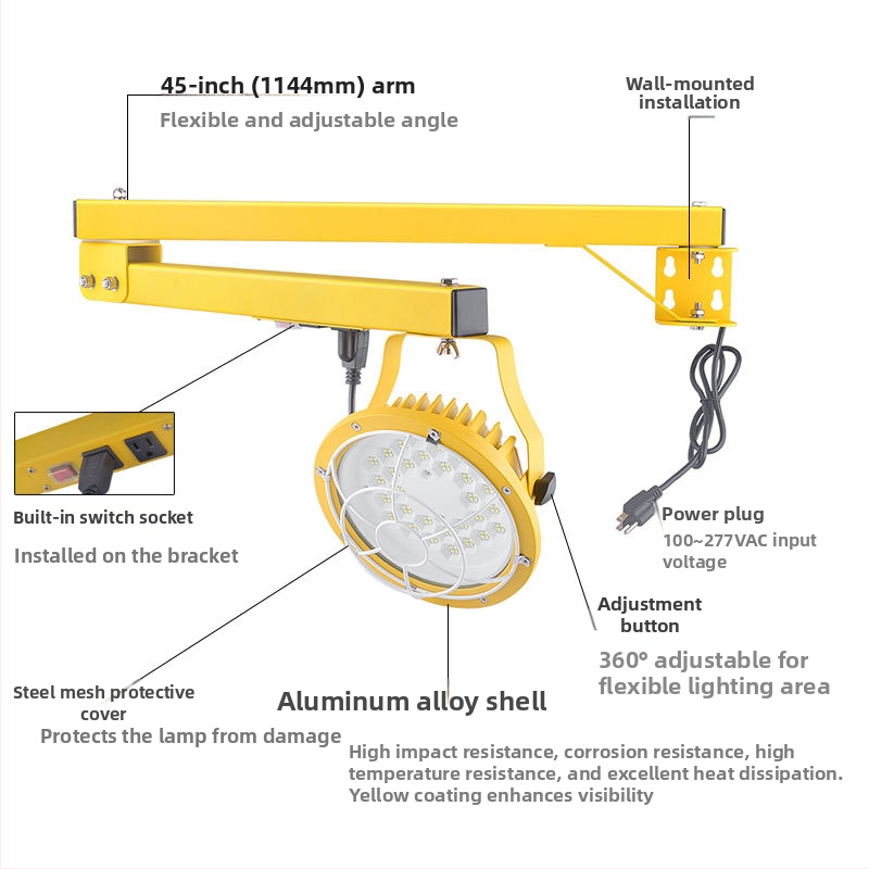 LED flood light s dvojitou držiou pre montáž, určený pre nakladanie a vykladku, vodotesný, silný jas, skladové osvetlenie