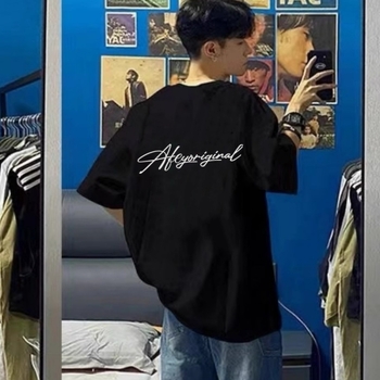 Ανδρικό oversized κοντομάνικο T-shirt από 100% βαμβάκι, καλοκαίρι, εκτύπωση καρτούν, χαλαρή γραμμή, στρογγυλός λαιμός