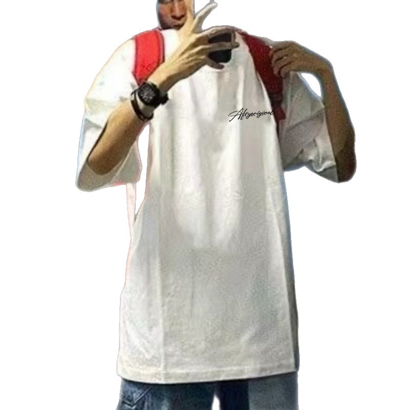 Ανδρικό oversized κοντομάνικο T-shirt από 100% βαμβάκι, καλοκαίρι, εκτύπωση καρτούν, χαλαρή γραμμή, στρογγυλός λαιμός