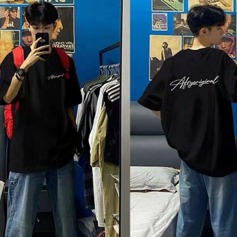 Ανδρικό oversized κοντομάνικο T-shirt από 100% βαμβάκι, καλοκαίρι, εκτύπωση καρτούν, χαλαρή γραμμή, στρογγυλός λαιμός