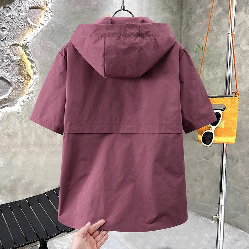Μπλούζα T με κουκούλα, plus size, κοντό μανίκι, ελαφριά καλοκαιρινή για άνδρες, άνετη γραμμή