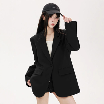 Γυναικείο blazer μικρού μεγέθους, 2025 άνοιξη-φθινόπωρο, χαλαρή εφαρμογή, κομψό casual στυλ