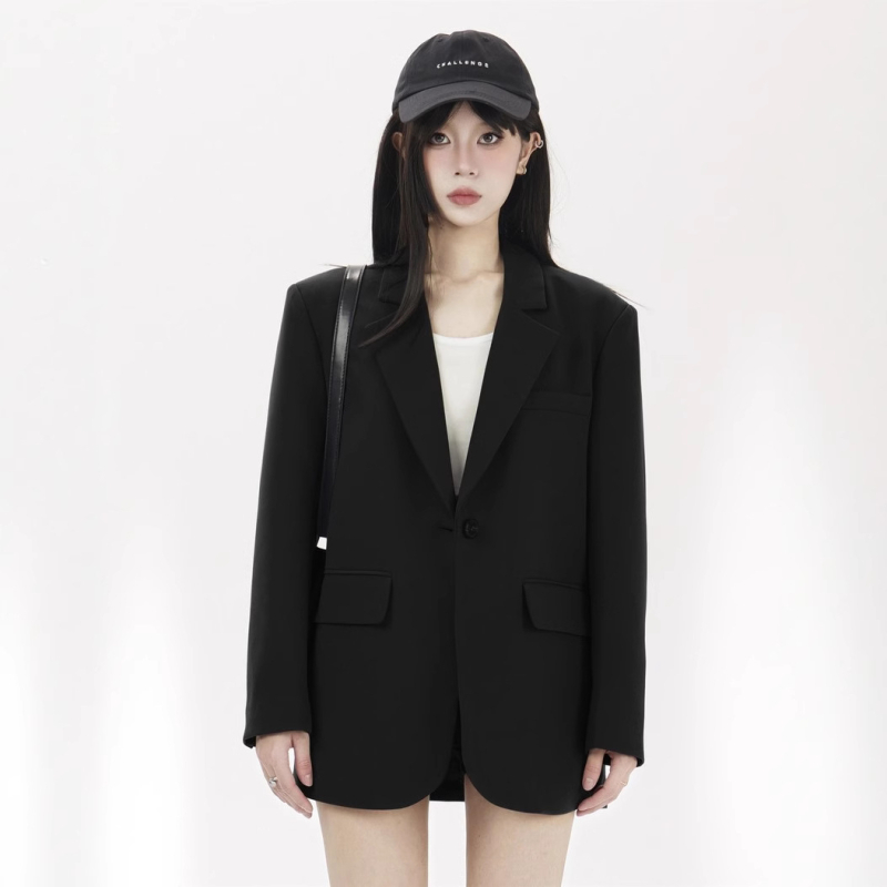 Γυναικείο blazer μικρού μεγέθους, 2025 άνοιξη-φθινόπωρο, χαλαρή εφαρμογή, κομψό casual στυλ