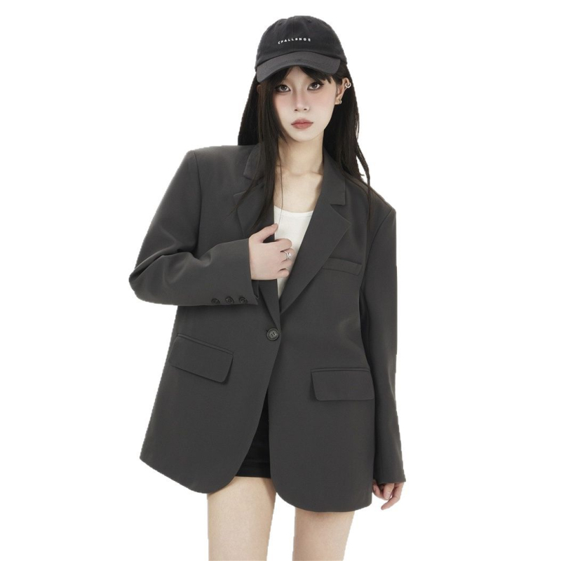 Γυναικείο blazer μικρού μεγέθους, 2025 άνοιξη-φθινόπωρο, χαλαρή εφαρμογή, κομψό casual στυλ